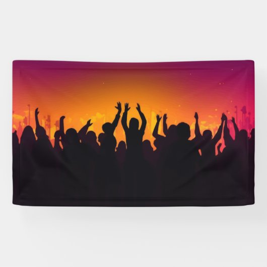 Muziekfestival concert publiek silhouet mensen han spandoek (Horizontaal)