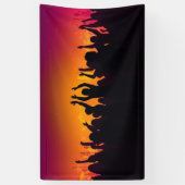 Muziekfestival concert publiek silhouet mensen han spandoek (Verticaal)