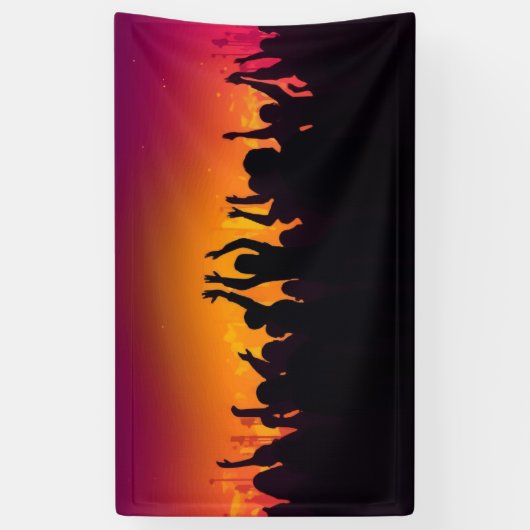 Muziekfestival concert publiek silhouet mensen han spandoek (Verticaal)