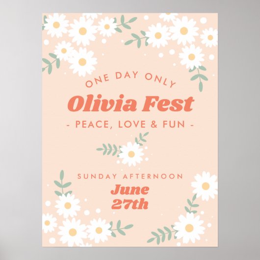Muziekfestival Daisy Flower Welcome Sign Poster (Voorkant)