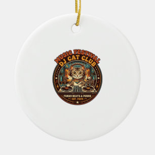 Muziekfestival DJ Kat Kattenliefhebber Cadeau - Mu Keramisch Ornament