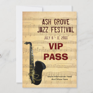 Muziekfestival Pass Saxophone Music Theme Sjabloon