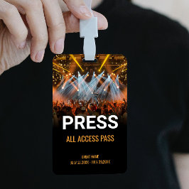 Muziekfestival Pers All Access Pas Evenement ID Badge