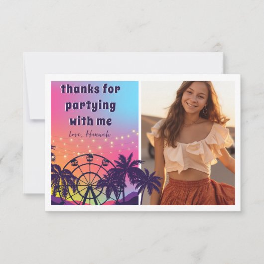 Muziekfestival | reuzenrad palmen zoet 16 bedankkaart (Voorkant)