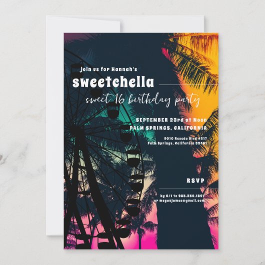 Muziekfestival | reuzenrad palmen zoet 16 kaart (Voorkant)