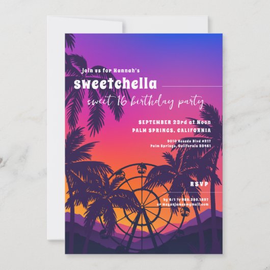 Muziekfestival | reuzenrad palmen zoet 16 kaart (Voorkant)