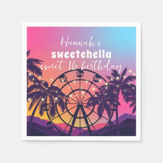 Muziekfestival | reuzenrad palmen zoet 16 servet (Voorkant)