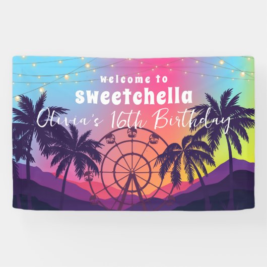 Muziekfestival | reuzenrad palmen zoet 16 spandoek (Horizontaal)