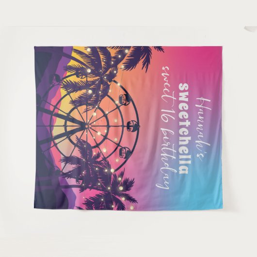 Muziekfestival | reuzenrad palmen zoet 16 wandkleed (Voorkant (horizontaal))