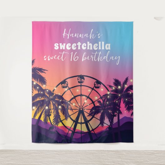 Muziekfestival | reuzenrad palmen zoet 16 wandkleed (Voorkant)