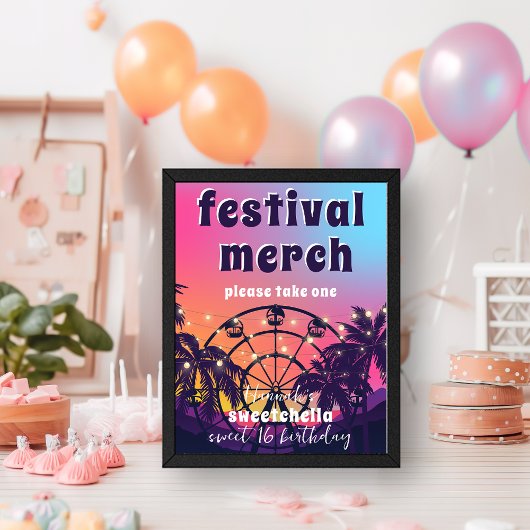 Muziekfestival | Sweet 16 Festival Merch teken Poster