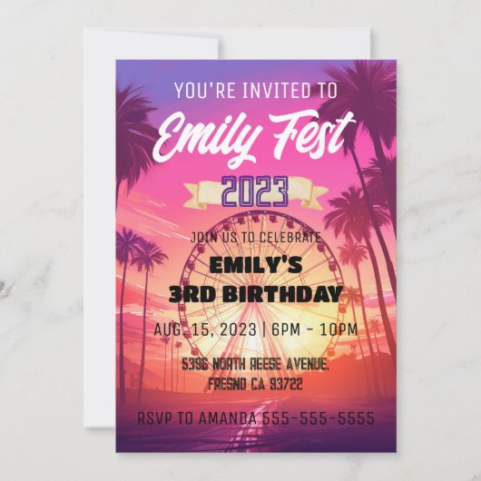 Muziekfestival Verjaardagsuitnodiging Kinder/Volwa Kaart (Voorkant)