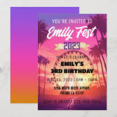 Muziekfestival Verjaardagsuitnodiging Kinder/Volwa Kaart (Voorkant / Achterkant)