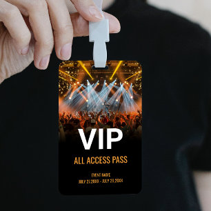 Muziekfestival VIP All Access Pas Evenement ID Badge