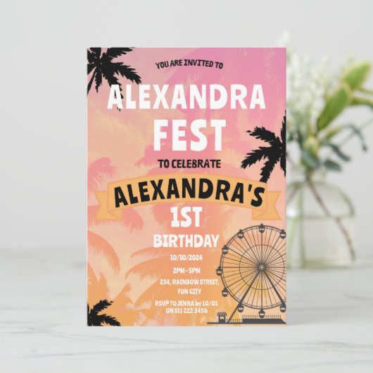 Muziekfestival Zomer Ferris Wiel Verjaardag Kaart (Staand voorkant)