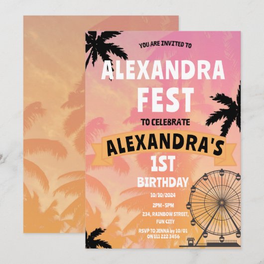 Muziekfestival Zomer Ferris Wiel Verjaardag Kaart (Voorkant / Achterkant)