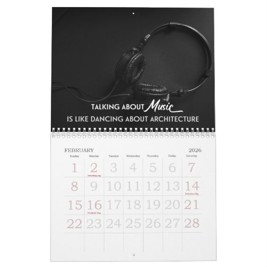 Muziekfoto's en offertes wandagenda kalender (Feb 2026)