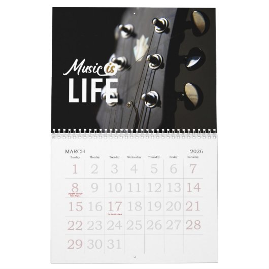 Muziekfoto's en offertes wandagenda kalender (Mar 2026)