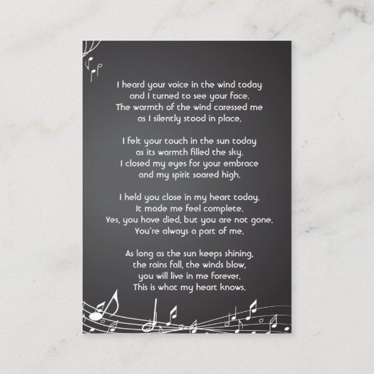 Muziekgedenkpennetje achterkant visitekaartje (Achterkant)