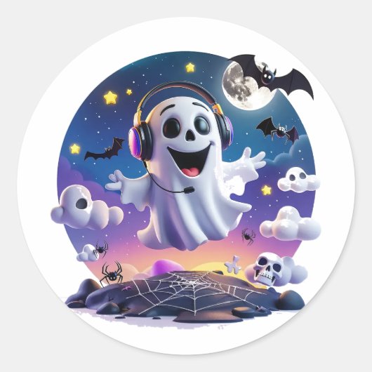 muziekgeest ronde sticker (Voorkant)