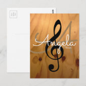 muziekgeïnspireerde, rustige houtextuur, op maat g briefkaart (Voorkant / Achterkant)