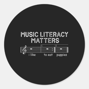 Muziekgeletterdheid: ik eet graag Puppies Ronde Sticker