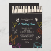 Muziekgeluksuitnodiging Kaart (Voorkant / Achterkant)