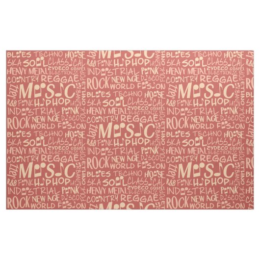 Muziekgenres Word Collage, aangepaste structuur Stof (Yard (91,4 cm))