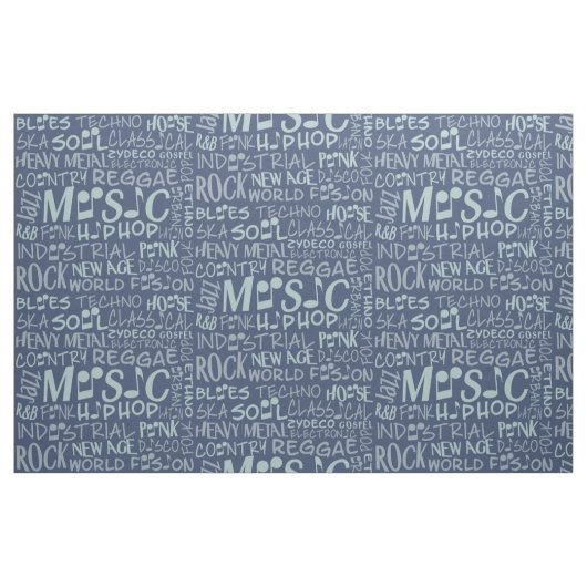 Muziekgenres Word Collage, aangepaste structuur Stof (Yard (91,4 cm))