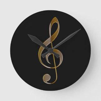 Muziekgerichte wandklok met Treble Clef