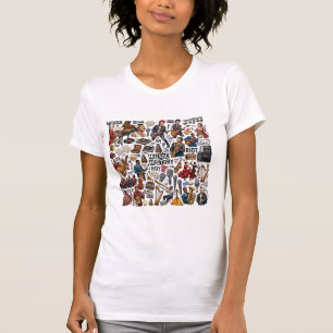 Muziekgeschiedenis & Genres Collage Kunst - Retro, T-shirt