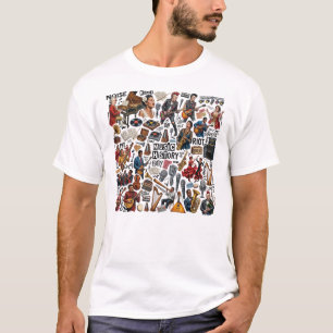 Muziekgeschiedenis & Genres Collage Kunst - Retro, T-shirt