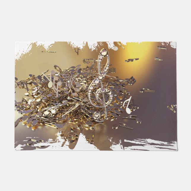 Muziekgetouwen en vallende noten deurmat (Voorkant)