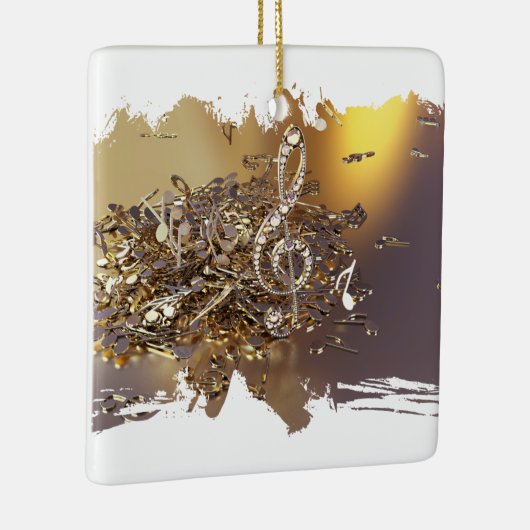 Muziekgetouwen en vallende noten keramisch ornament (Rechts)