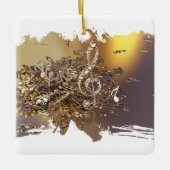 Muziekgetouwen en vallende noten keramisch ornament (Voorkant)
