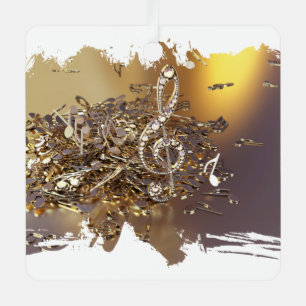 Muziekgetouwen en vallende noten metalen ornament