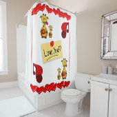 muziekgiraffe witte kinderen douche gordtain douchegordijn (In situ)