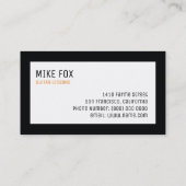 muziekgitaardocent, professioneel zwart wit visitekaartje (Achterkant)