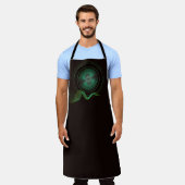 Muziekgolven zwart en groen Abstract landschap Schort (Gedragen)