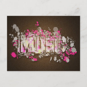 Muziekgraffiti stijlbord magenta brown briefkaart