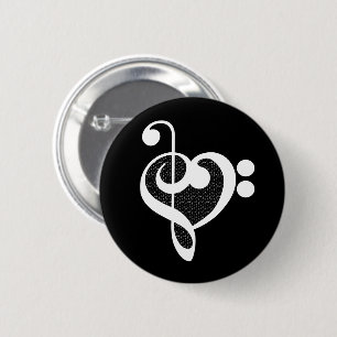 Muziekhart - Ik hou van muziek Ronde Button 5,7 Cm