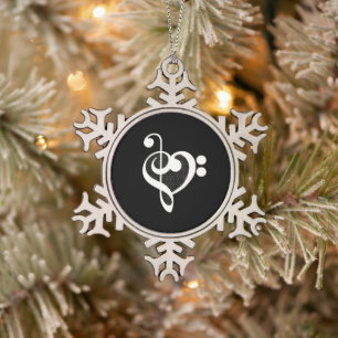 Muziekhart - Ik hou van muziek Tin Sneeuwvlok Ornament