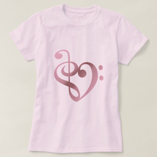 Muziekhart Roos Gold in de vorm van het liefdeshar T-shirt (Design voorkant)