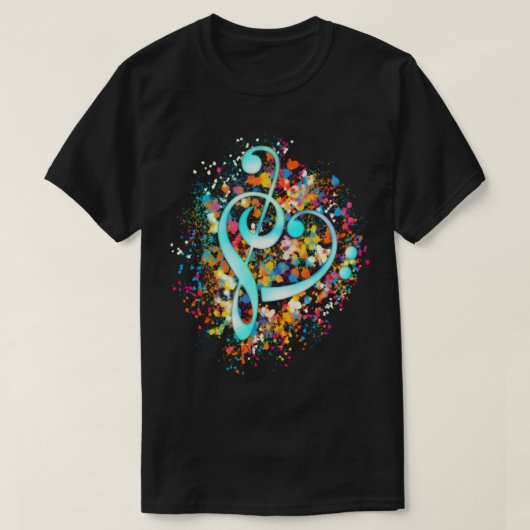 Muziekhart Treble Bass Clef Classic T-Shirt (Design voorkant)