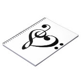 Muziekhart Treble Bass Clef Heart - Zwart Notitieboek (Linkerzijde)