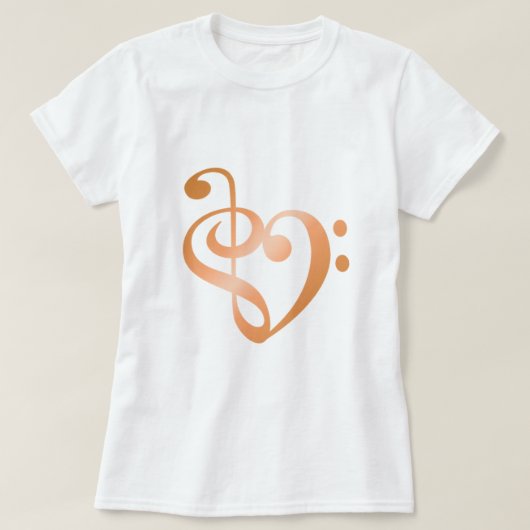 Muziekhartkoper in de vorm van het liefdeshart t-shirt (Design voorkant)
