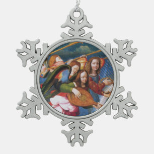 MUZIEKHOEK VAN DE CORONATIE VAN HET VIRGIN TIN SNEEUWVLOK ORNAMENT