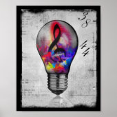 Muziekidee met neon treble poster (Voorkant)