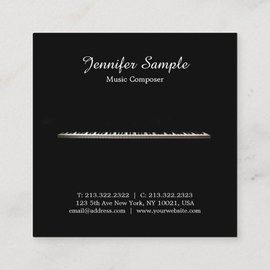 Muziekinstructeur leraar Elegant Moderne Sjabloon Vierkante Visitekaartje (Achterkant)