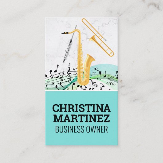 Muziekinstrument accessoires | Muzieknoten Visitek Visitekaartje (Voorkant)